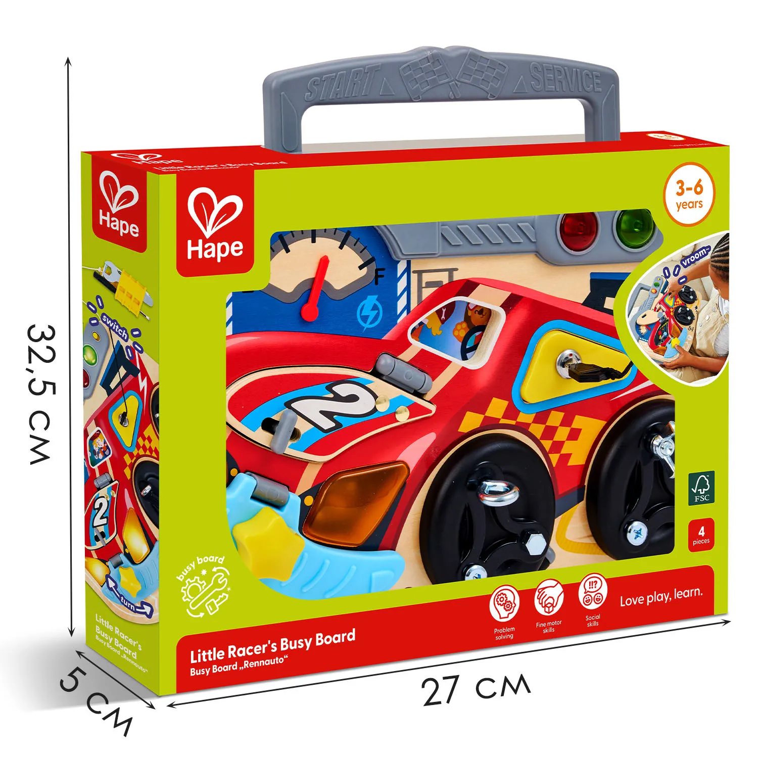 Игрушка HAPE развивающий бизиборд «Маленький гонщик» E1120_HP