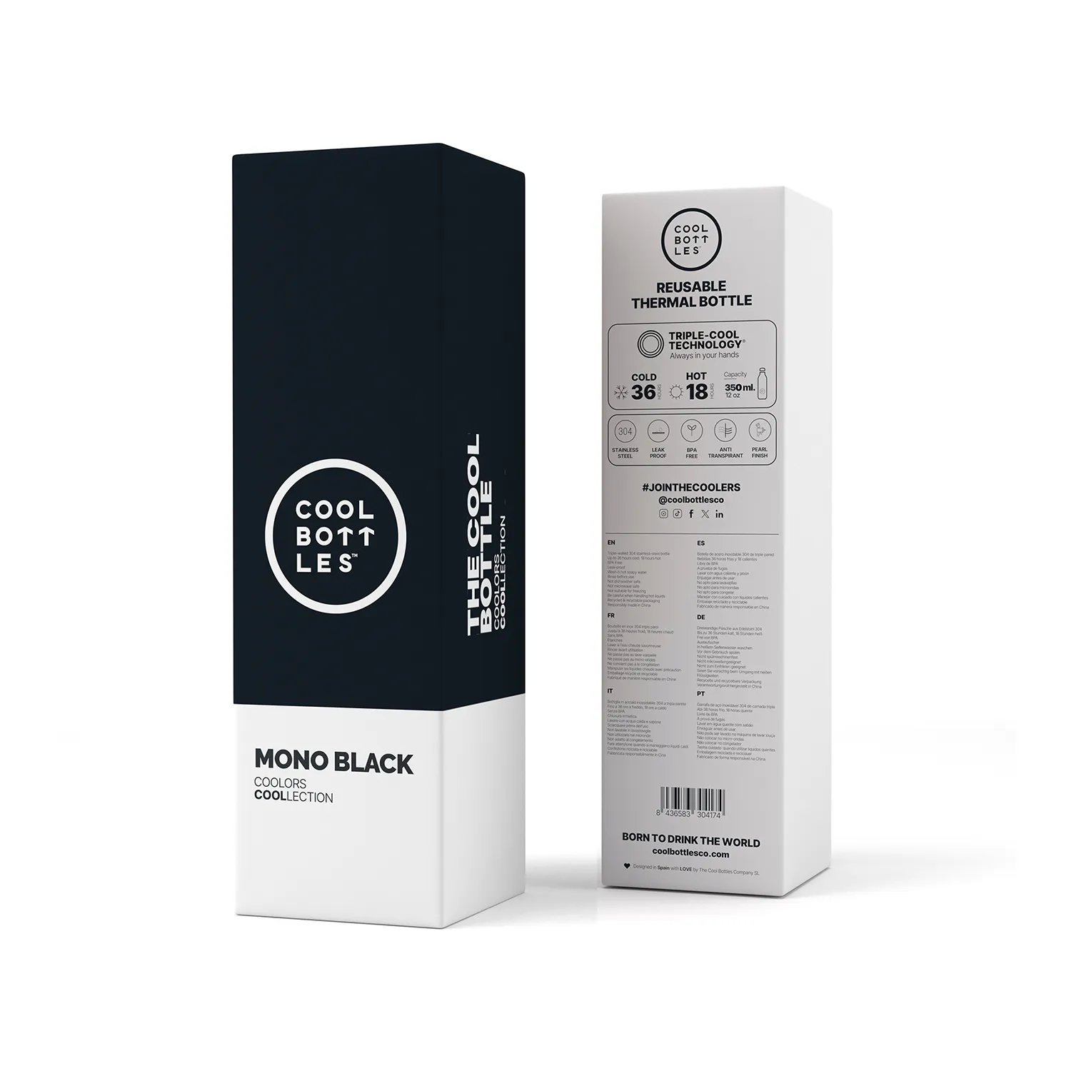 Термос-термобутылка Cool Bottles Mono Black 350 мл CB350MOB