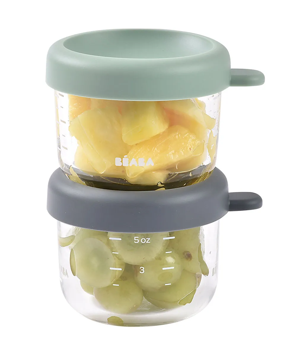 Набор контейнеров Beaba стеклянных, с крышкой (2 шт) 150мл, для хранения продуктов