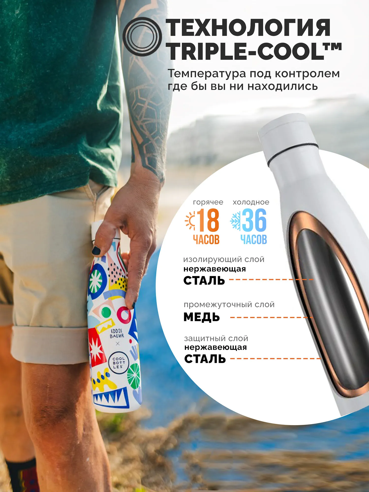 Термос-термобутылка Cool Bottles Eddie Baehr Electric Garden 500 мл