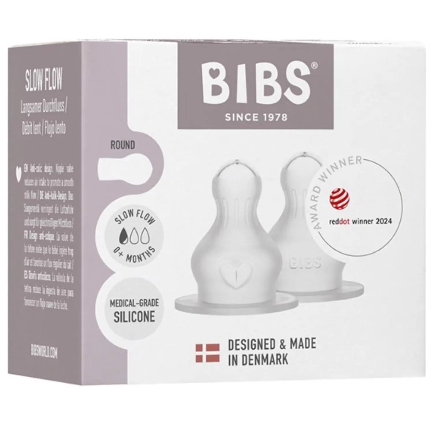 Соска BIBS силиконовая для бутылочки медленный поток, 2 шт.