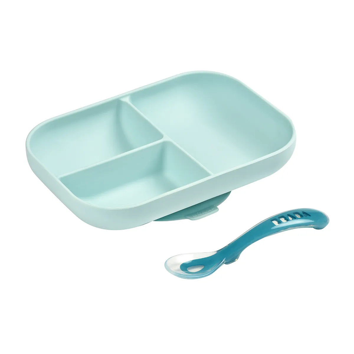Набор детской посуды Beaba Silicone Set Blue (тарелка, ложка)