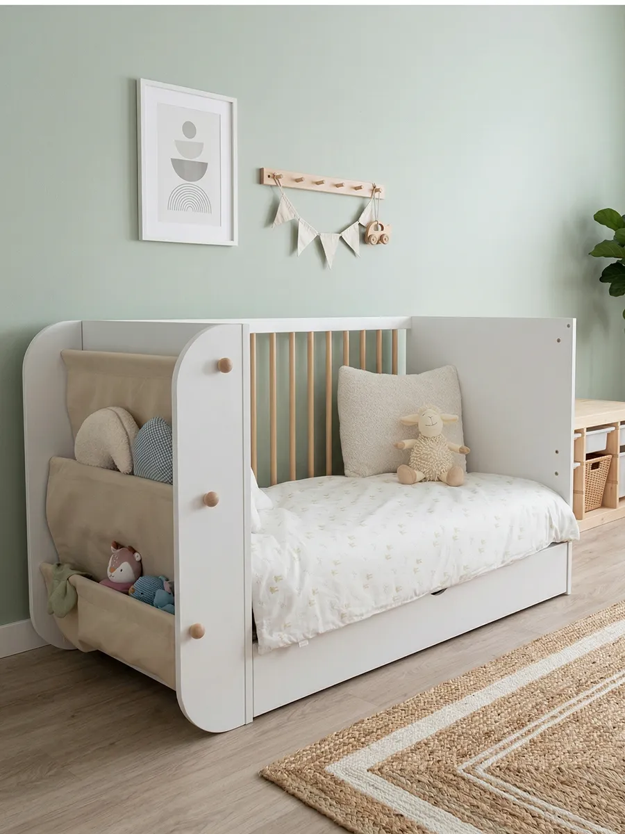 Кровать Micuna Salonica 120*60 белый/дерево (white/wood). Изображение 9