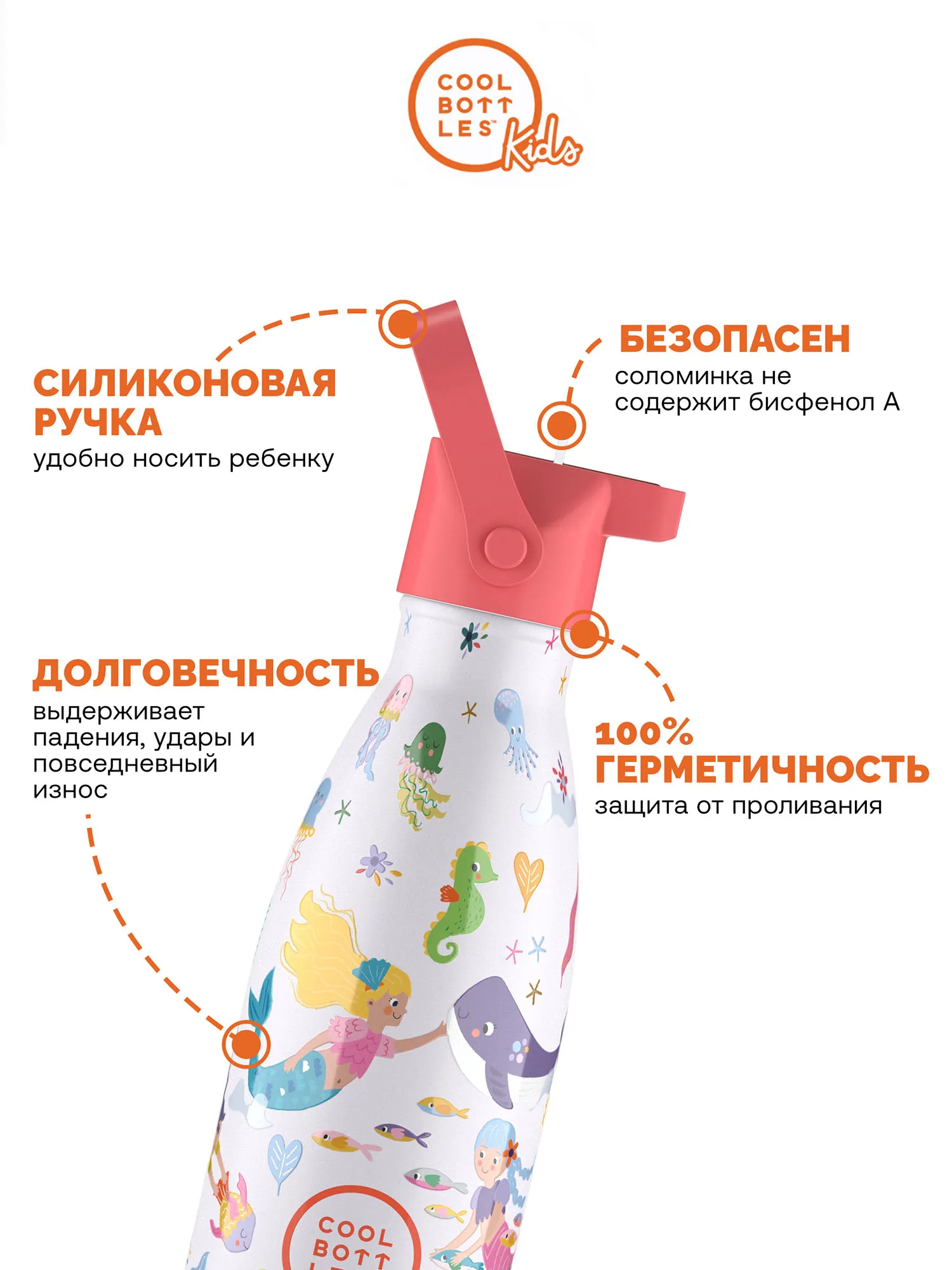 Термос–термобутылка Cool Bottles Kids серия Playland Sweet Mermaids 350 мл