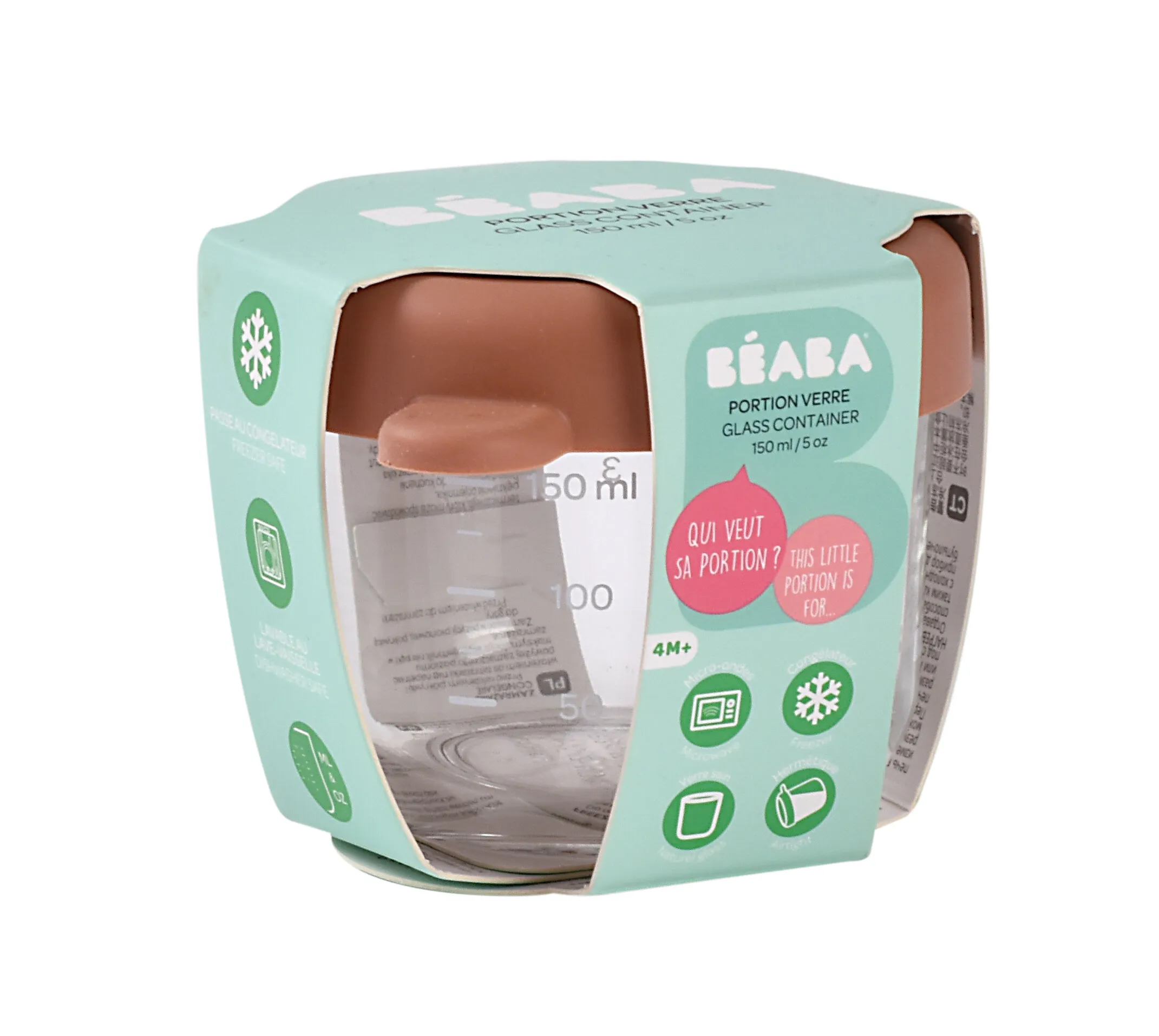 Контейнер Beaba для хранения стеклянный с крышкой 150 мл