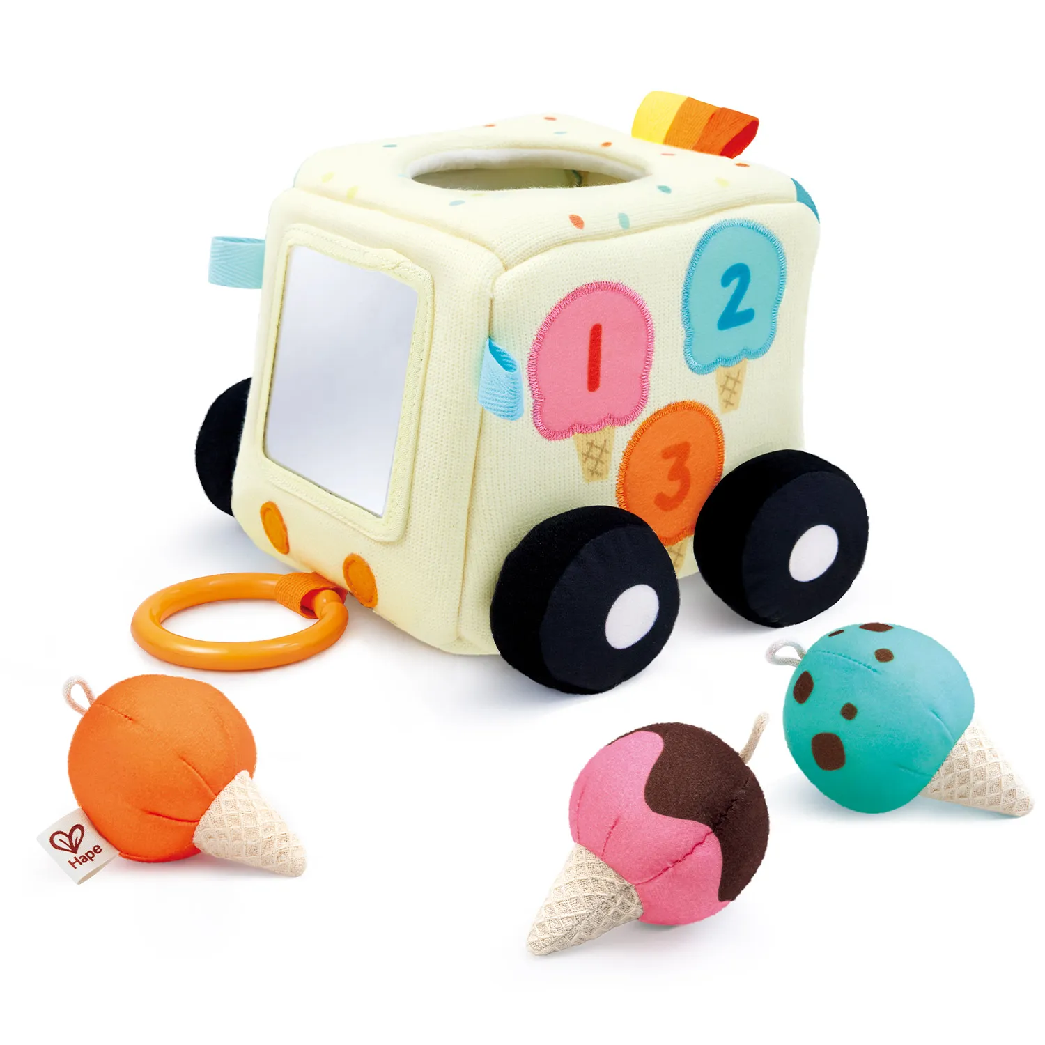 Игрушка HAPE для малышей  «Машинка» плюшевая Фургон мороженщика E0075_HP