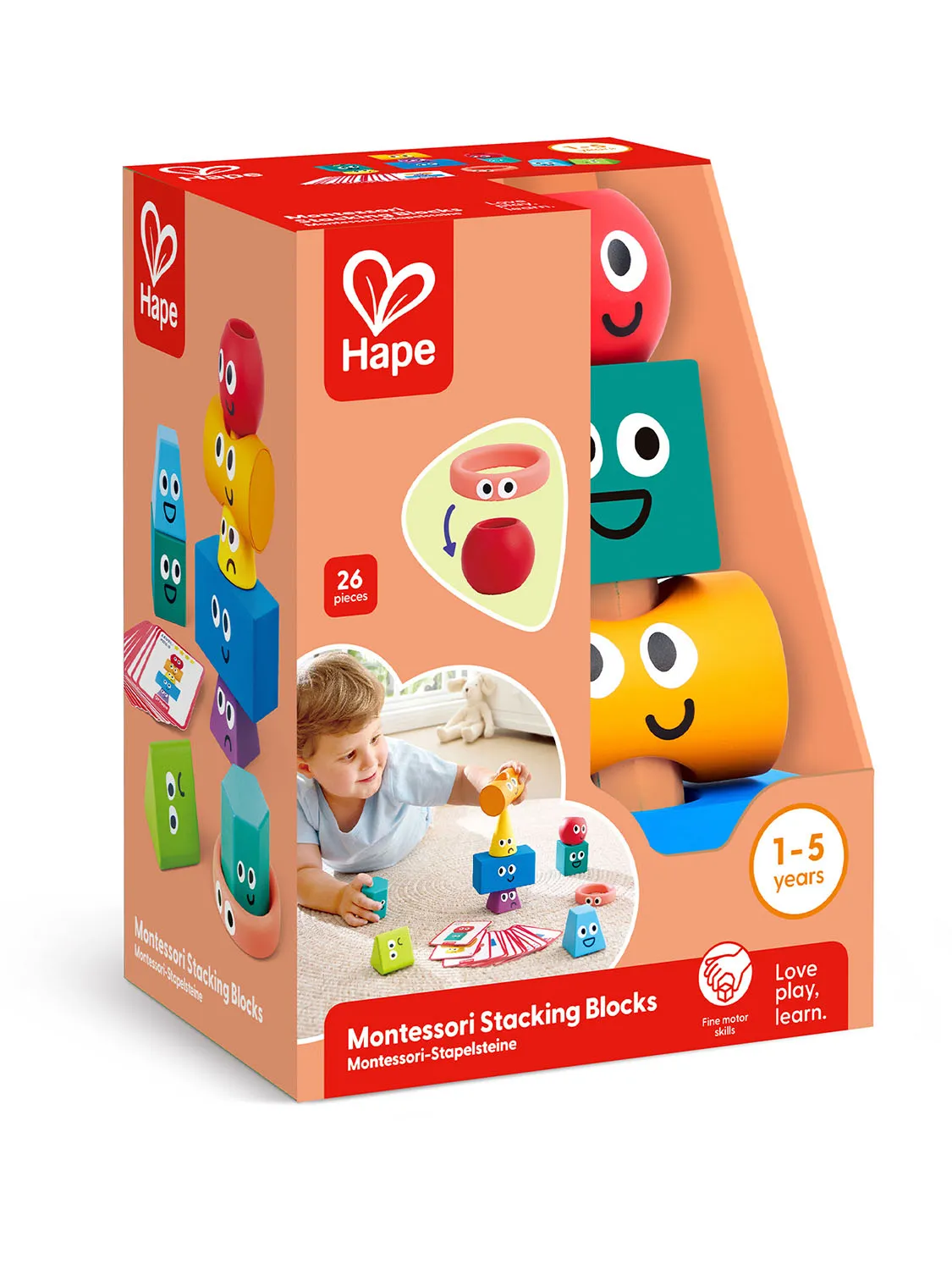 Головоломка HAPE «Умняша» Геометрическая башня (блоки монтессори) E0531_HP