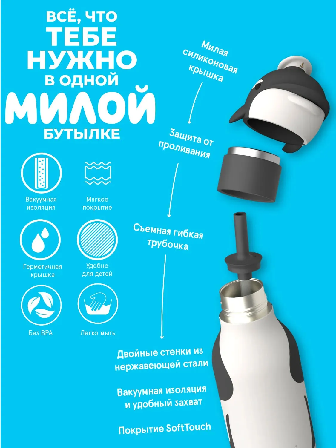 Бутылка Asobu для холодных и горячих напитков Bestie 460 мл