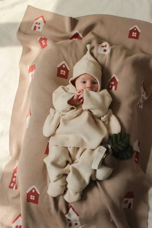 Плед детский 80х120 см LoomKnits Капучино Домики