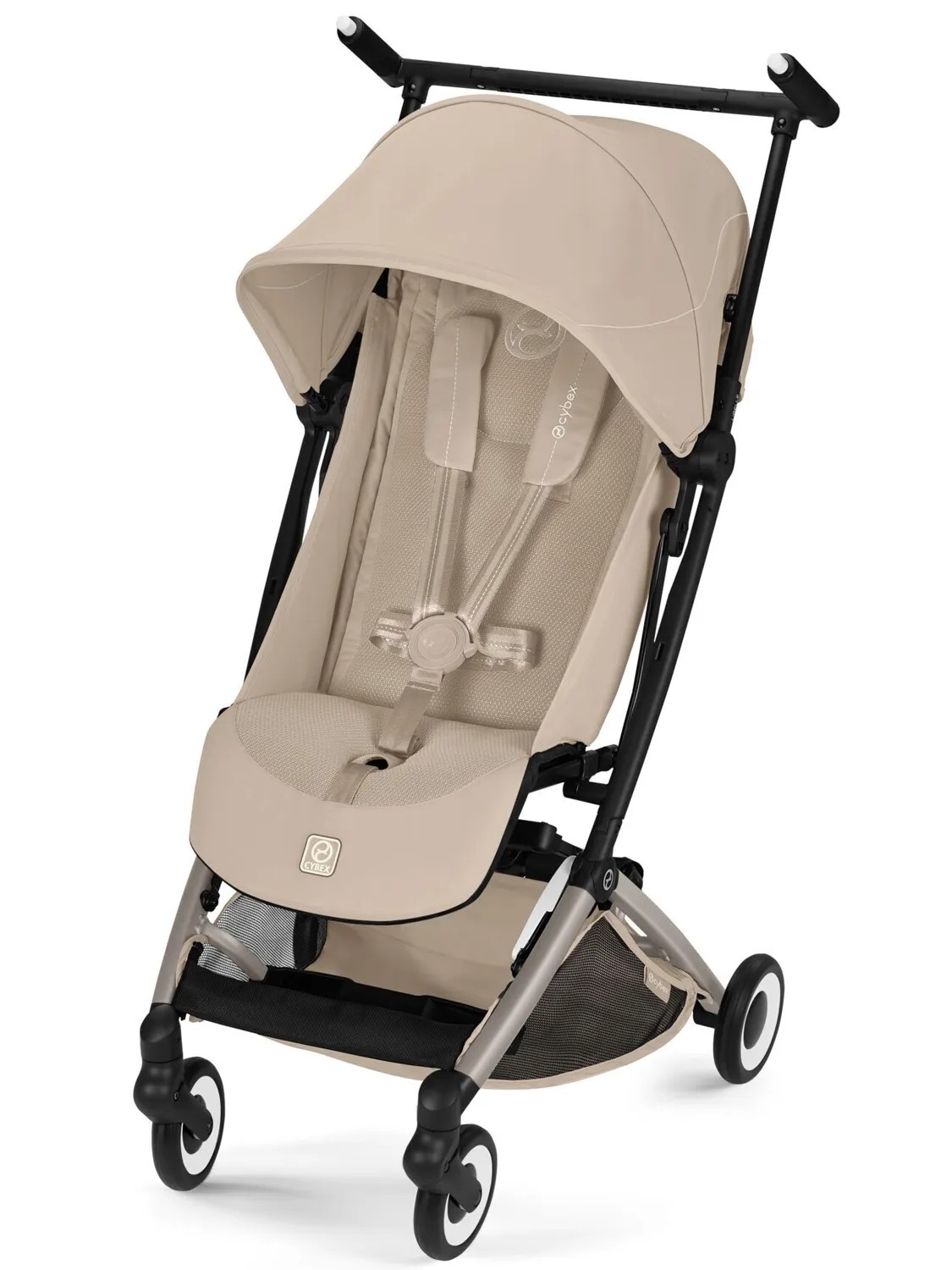 Коляска прогулочная Cybex Libelle TRE (2026), бежевый (almond beige) с дождевиком и бампером. Изображение 2