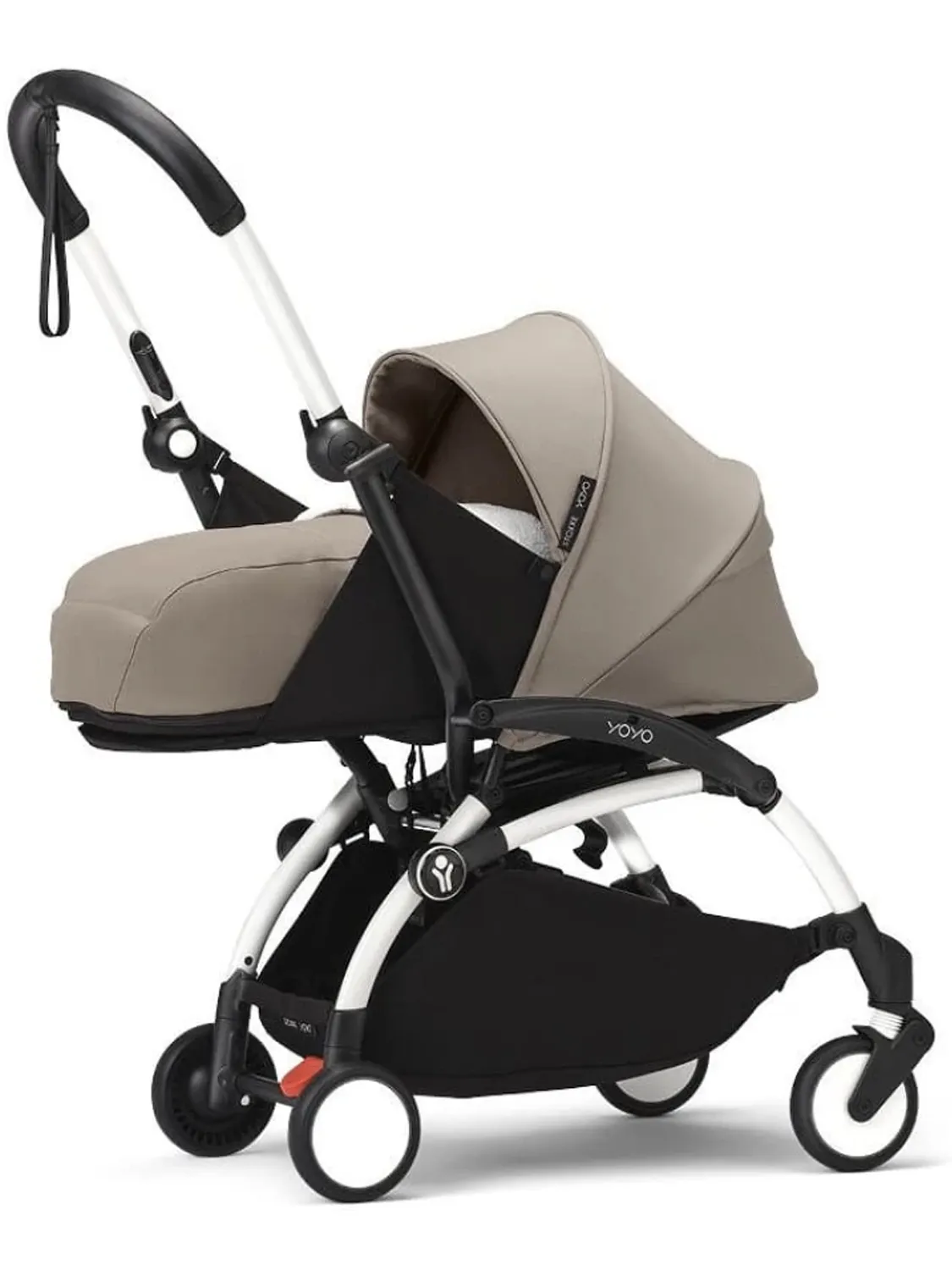Коляска 2 в 1 Stokke YOYO3, серо-коричневый (taupe), рама белая, люлька мягкая. Изображение 2