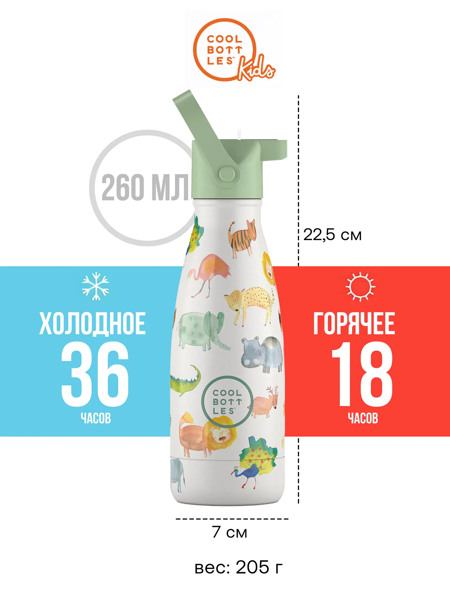 Термос–термобутылка Cool Bottles Kids серия Adventure African Safari 260 мл