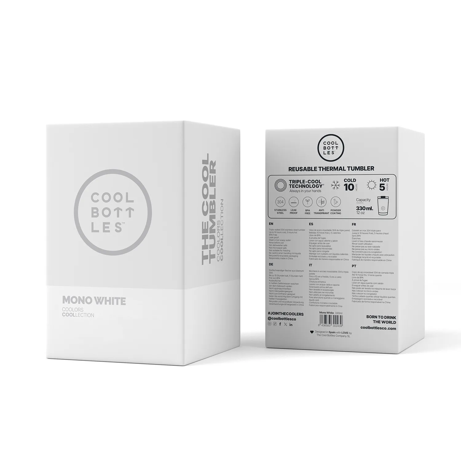 Термокружка Cool Bottles Tumbler Mono White 330 мл