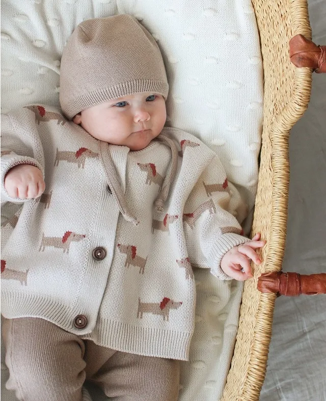 Кардиган детский LoomKnits Собачки Топленое молоко