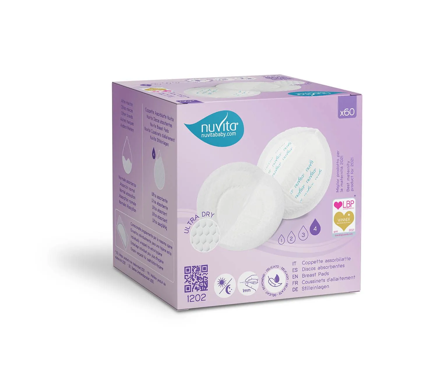 Прокладки для груди одноразовые Nuvita 1202 Day and Night Time Breast Pads, 60 шт NU-ALTL0071