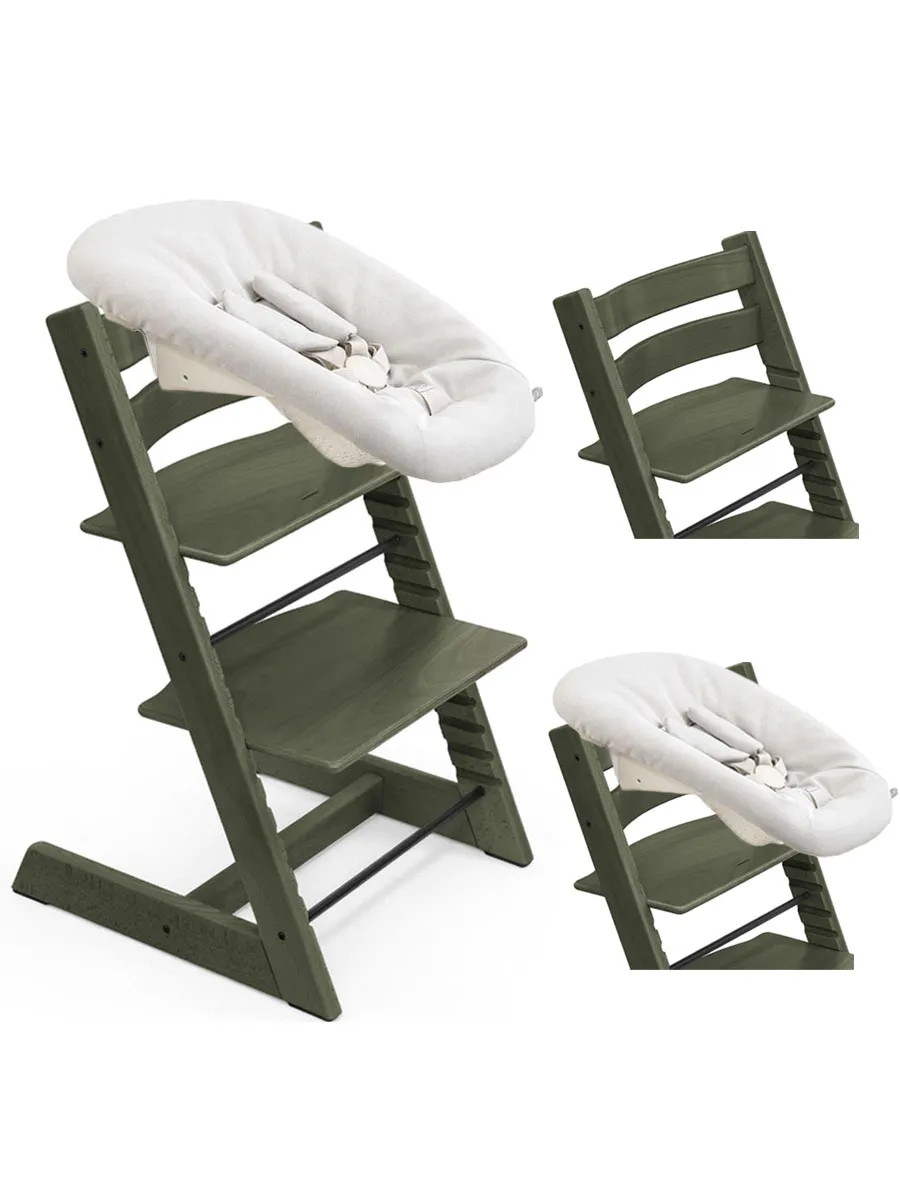 Стул Stokke Tripp Trapp Зеленый мрамор (Marble Green) 100145 + Сиденье 0+ Ваниль (Vanilla) 526105. Изображение 1