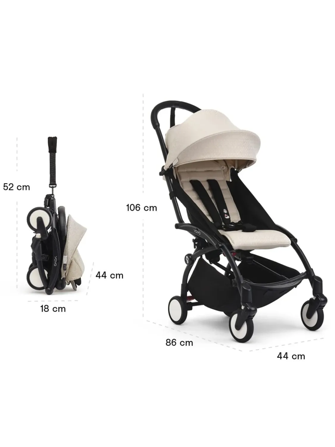 Коляска 2 в 1 STOKKE YOYO3 Бонпоинт, рама черная, люлька мягкая. Изображение 22