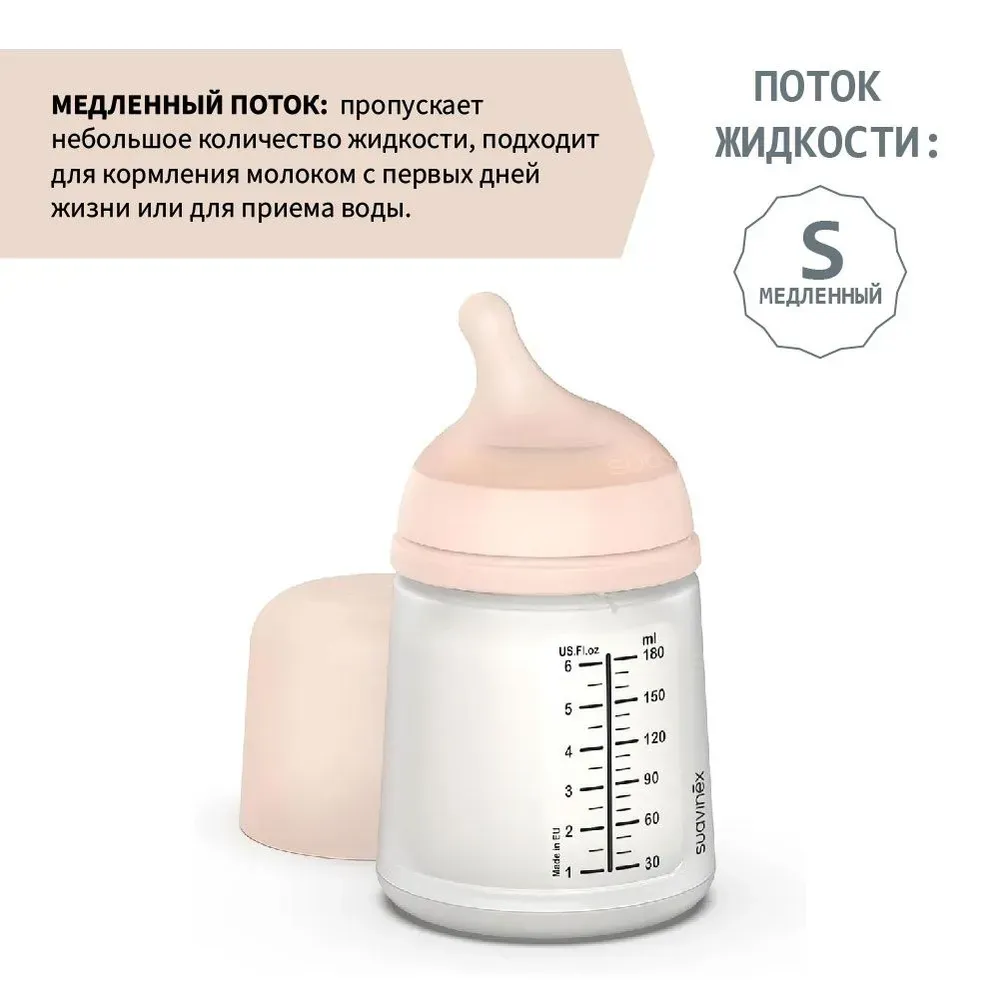 Набор для кормления Suavinex ZERO: бутылочка антиколиковая 180 мл, соска силиконовая 2 шт, пакет антиколиковый 1 шт 306422