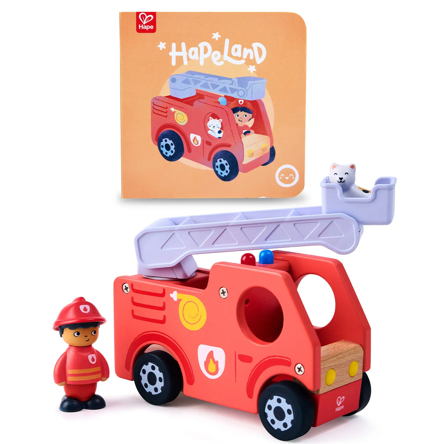 Набор игровой HAPE «Пожарная машина» (детская иллюстрированная книга Hape Land) E3440_HP