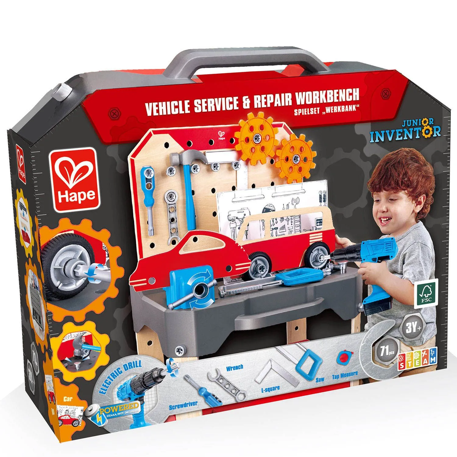 Набор игровой детский HAPE Мастерская Верстак и набор инструментов E3036_HP