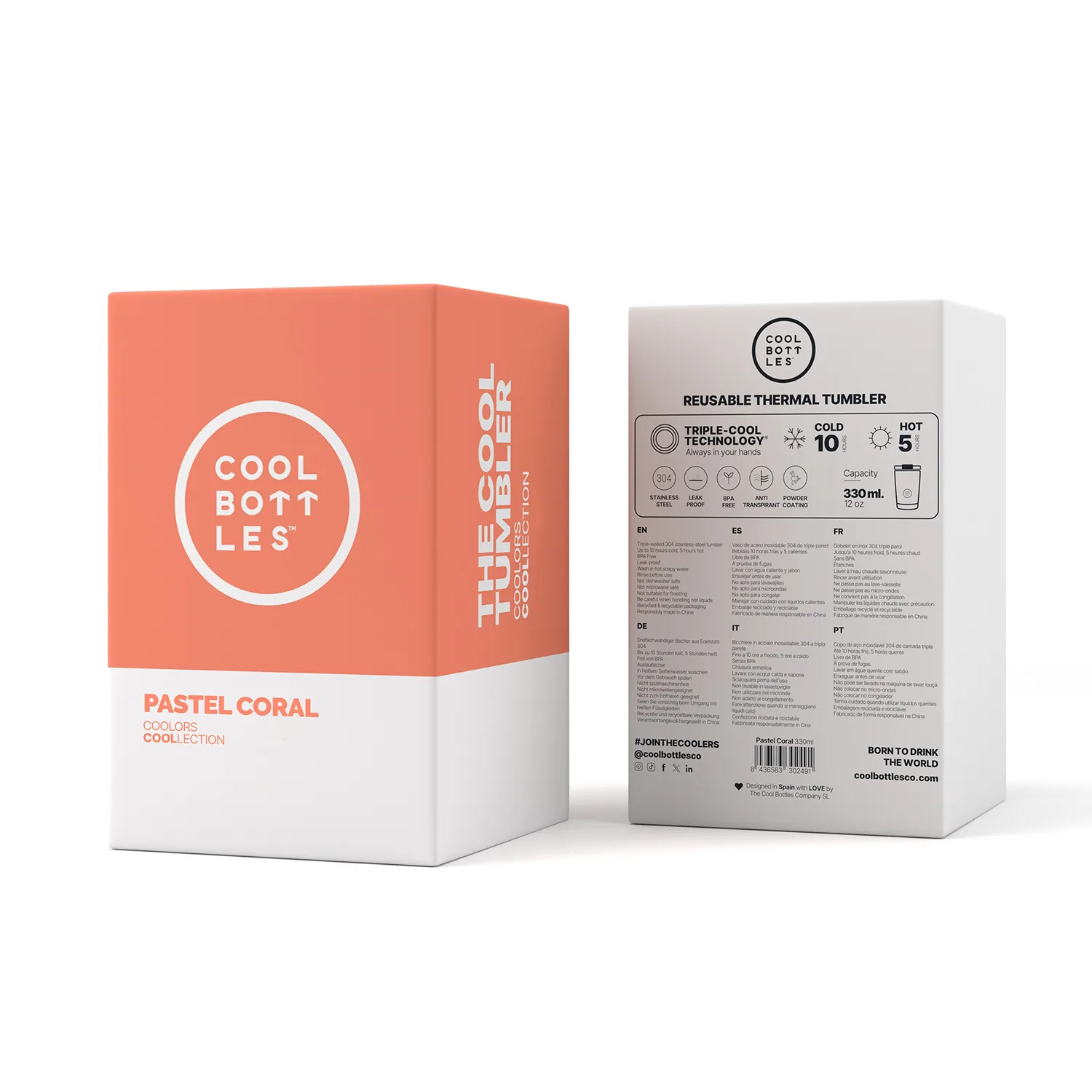 Термокружка Cool Bottles Tumbler Pastel Coral 330 мл CBT33PAC