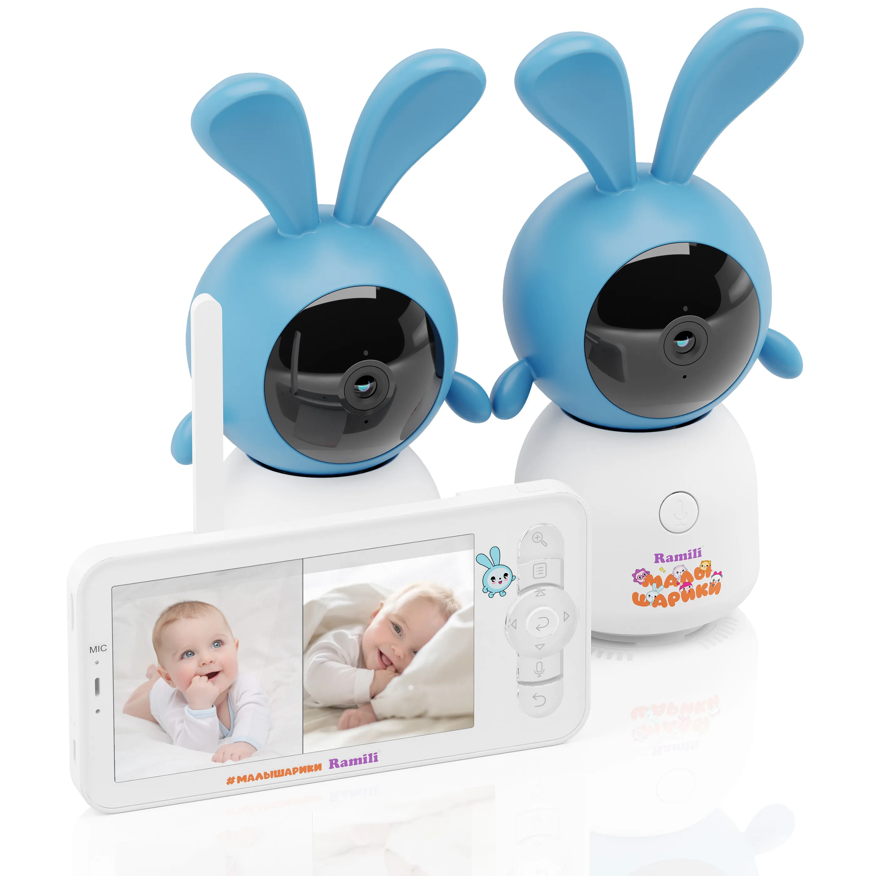 Видеоняня Ramili Baby Wi-Fi 2K Крошик, Малышарики с креплениями RV100X2KROSH