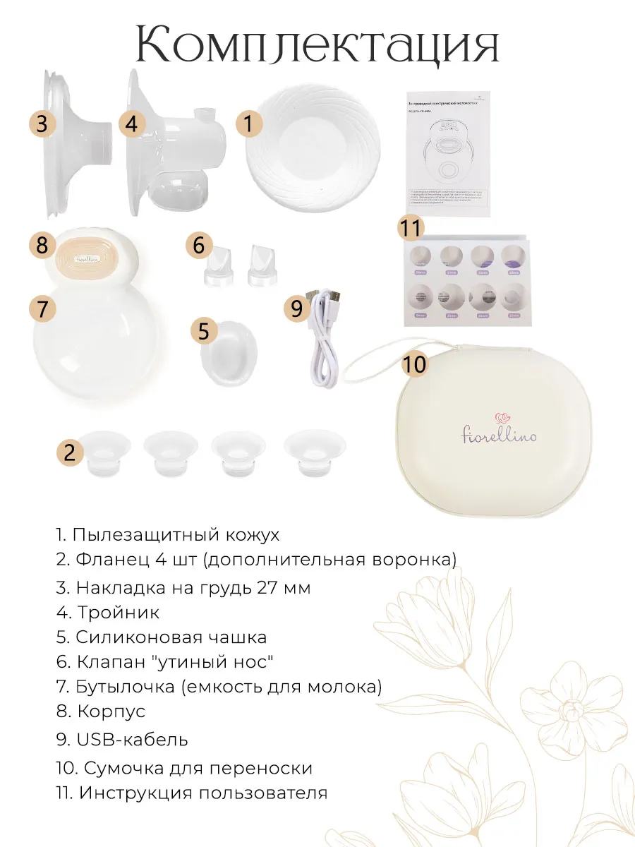 Молокоотсос Fiorellino портативный электрический YM-8806