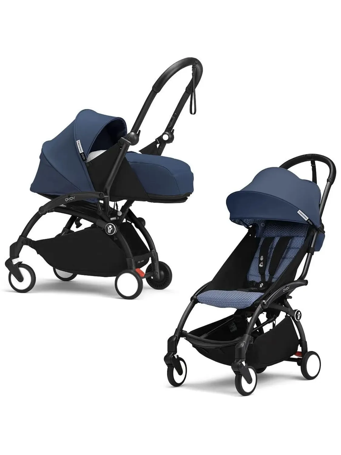 Коляска 2 в 1 STOKKE YOYO3 Эйр Франс синий, рама черная, люлька мягкая. Изображение 1