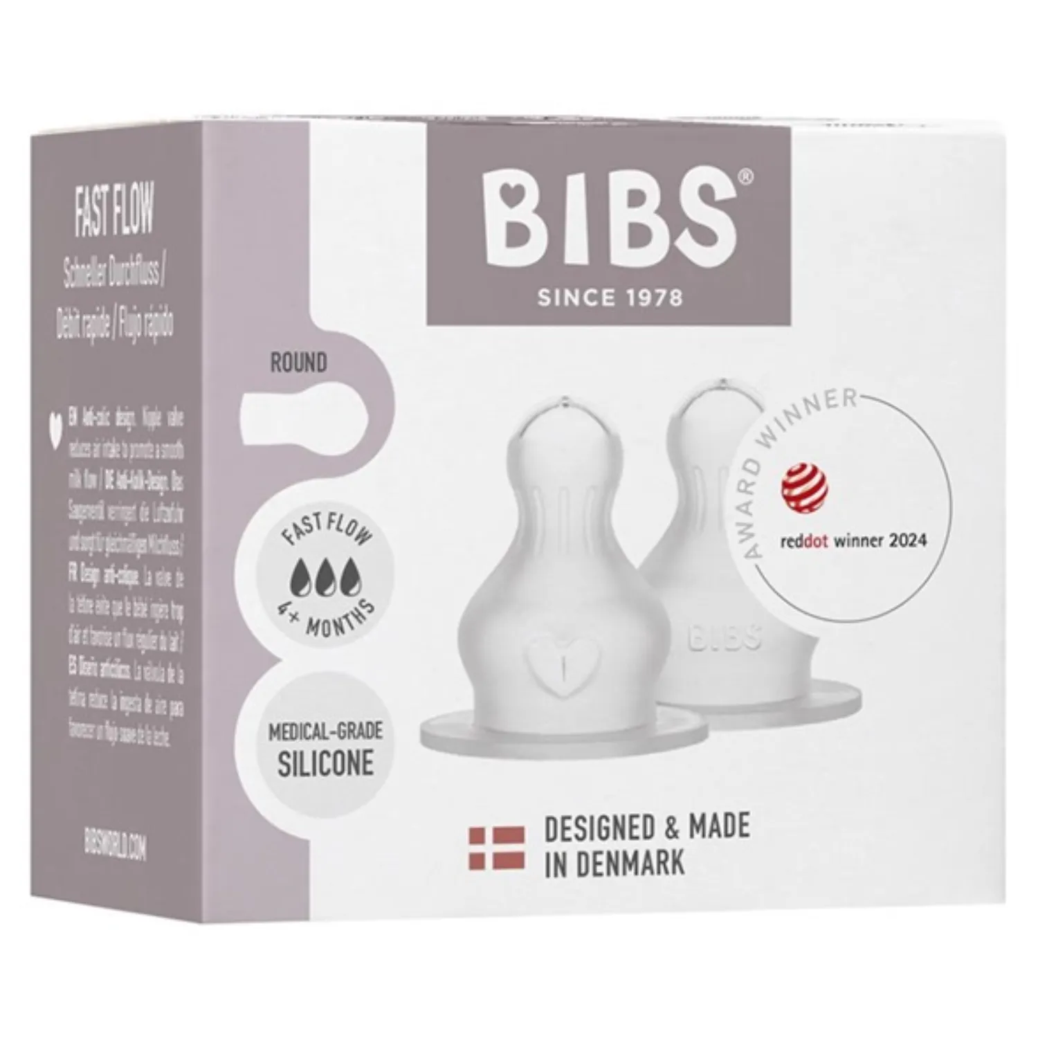 Соска BIBS силиконовая для бутылочки быстрый поток, 2 шт.