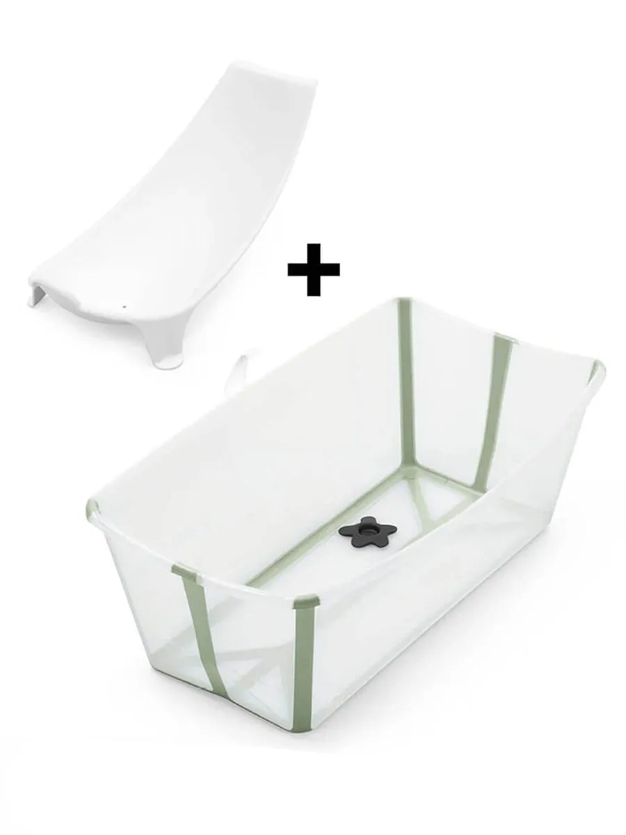 Ванночка с горкой Stokke Flexi Bath Bundle, Tub with Newborn Support Зеленый (Transparent Green) 531508. Изображение 5