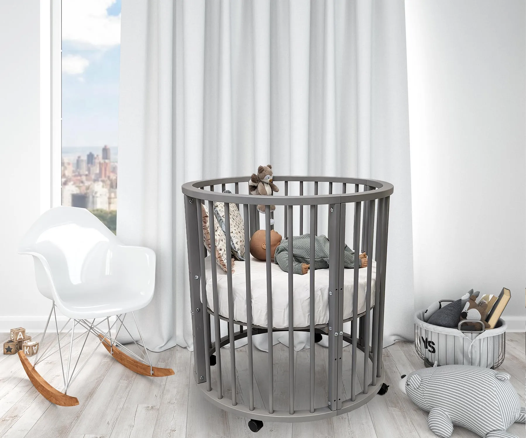 Кровать Bambini 125х75 см овальная 7 режимов с матрасиком Aloe vera Ring