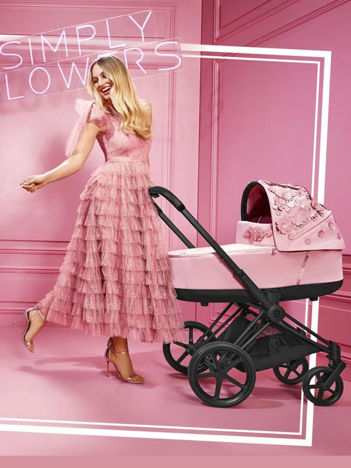 Коляска 2 в 1 Cybex Priam IV FE Simply Flowers Pink