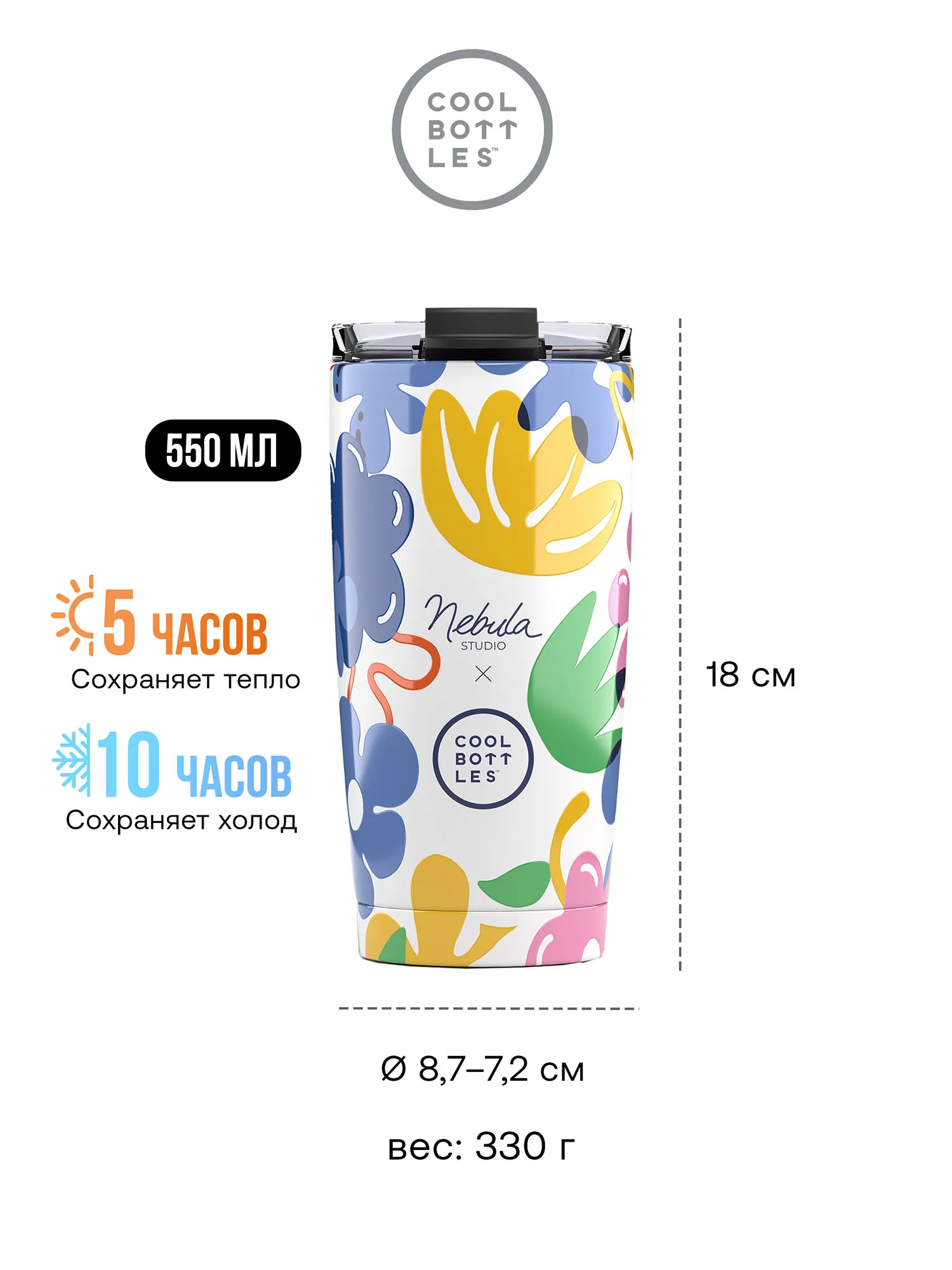 Термокружка Cool Bottles Tumbler Nebula Studio Floral Madness 550 мл CBT55FLM