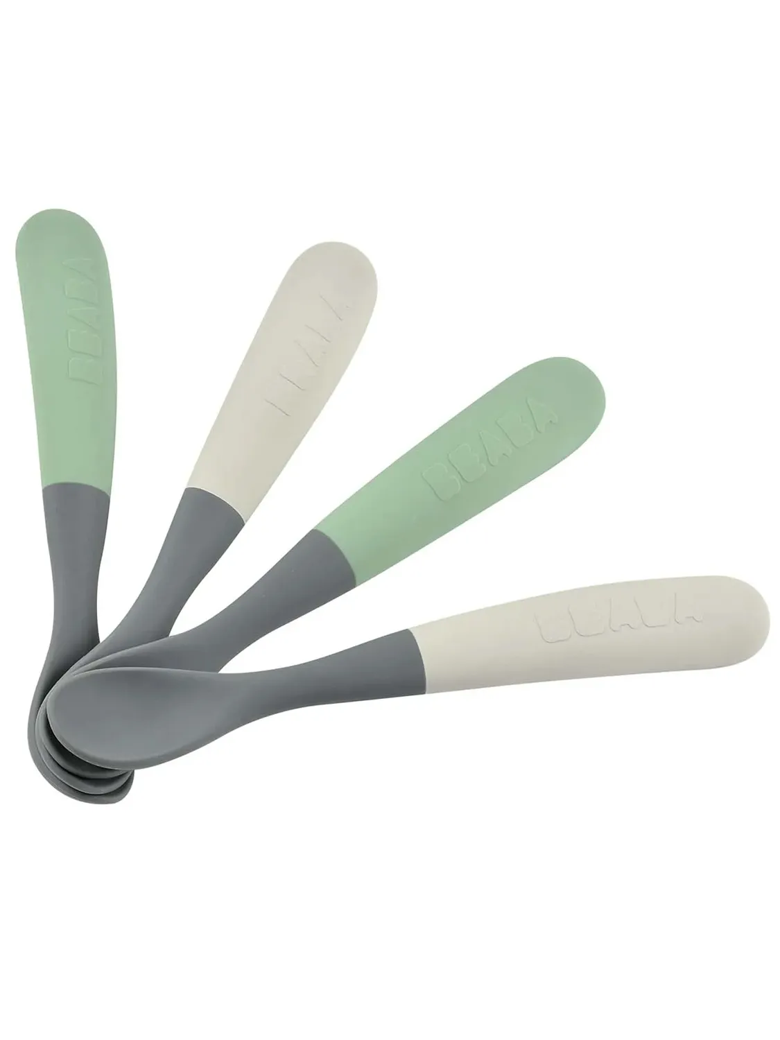 Набор двухцветных ложек Beaba силиконовых в блистере 4 шт с 4 месяцев