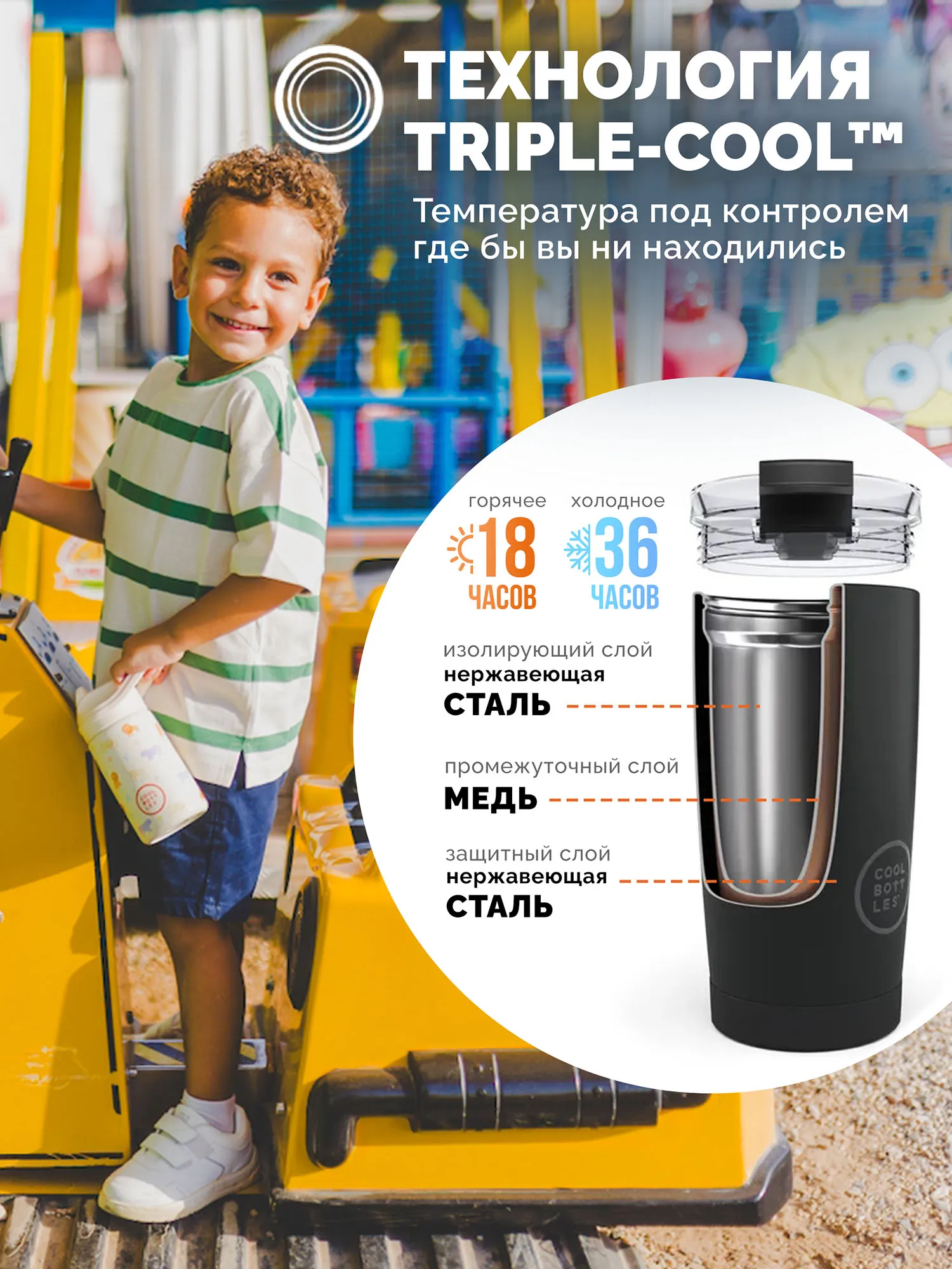 Термос-термобутылка Cool Bottles Kiddie Roar Time 350 мл