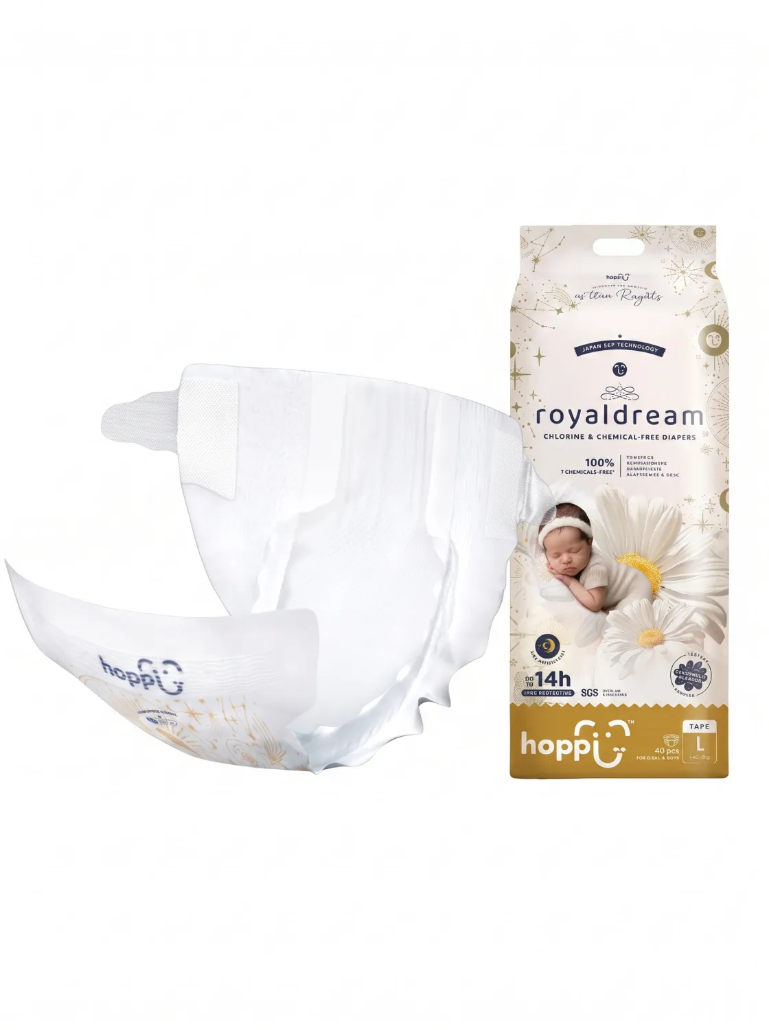 Подгузники Hoppi RoyalDream L 9-14 кг 40 шт