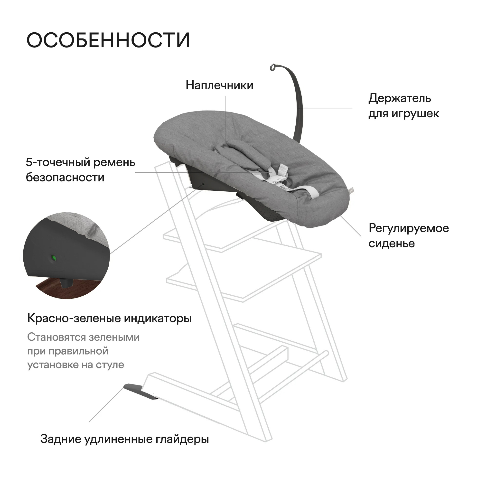 Стульчик растущий для новорожденных Stokke Tripp Trapp бук с сиденьем Newborn
