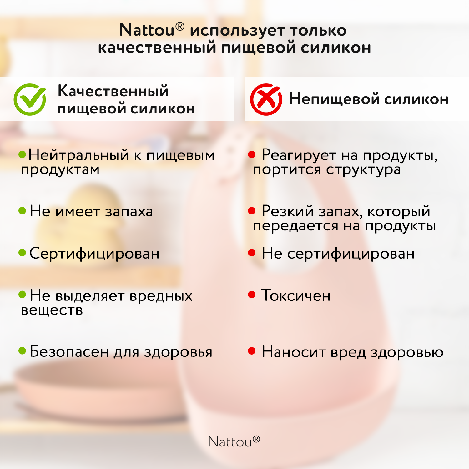 Набор посуды Nattou: 2 тарелки, ложка