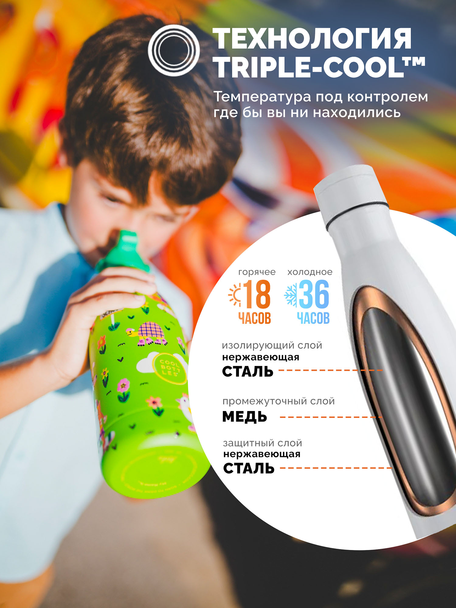 Термос–термобутылка Cool Bottles Kids 500мл