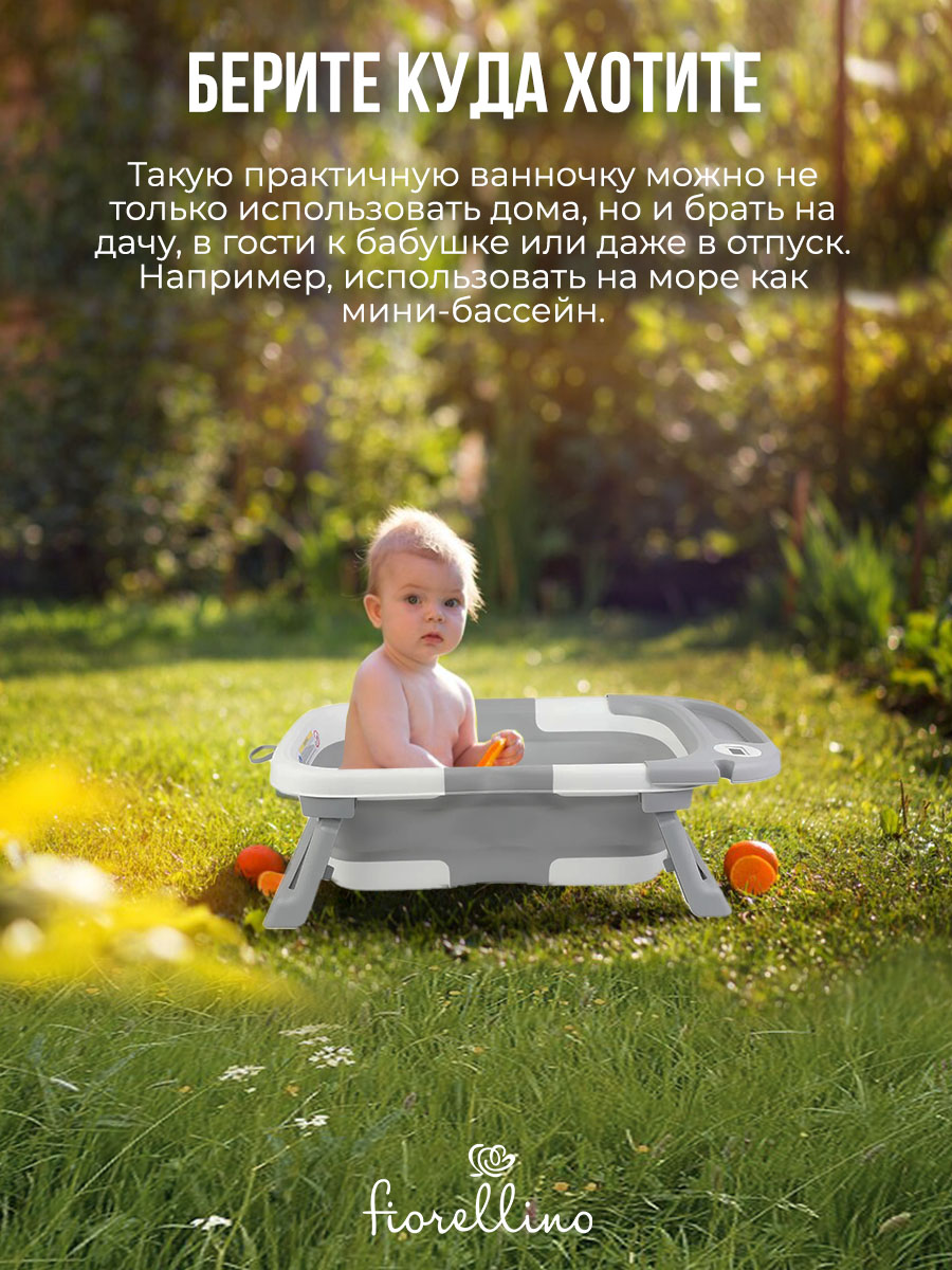 Ванночка Fiorellino складная с термометром BBT073