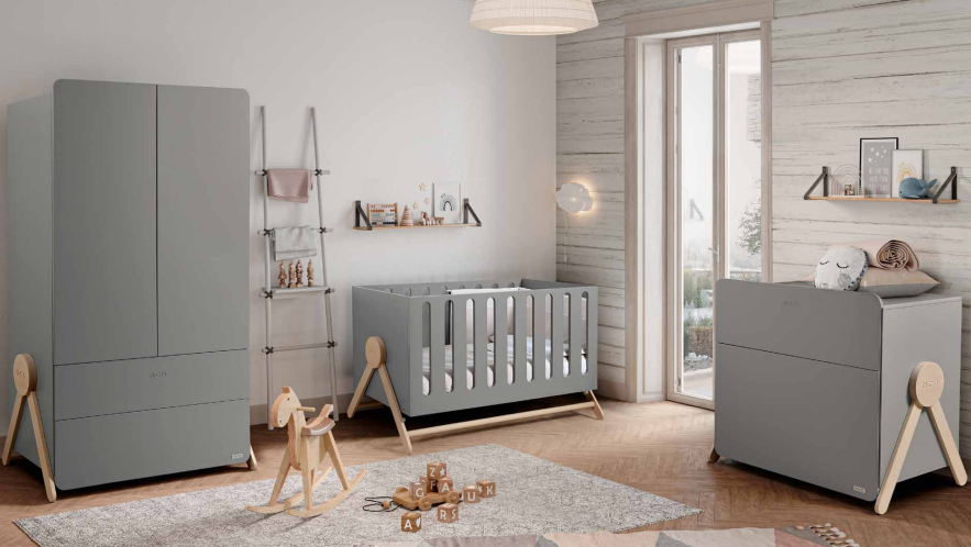 Комплект Micuna Swing №3: кровать 140х70, тумба, шкаф grey/natural wax