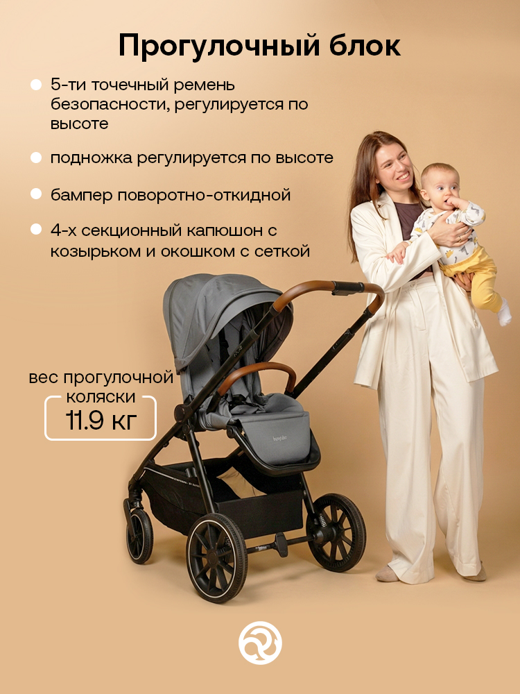 Коляска 2 в 1 Bumprider Atlas, большая люлька, пружинная амортизация