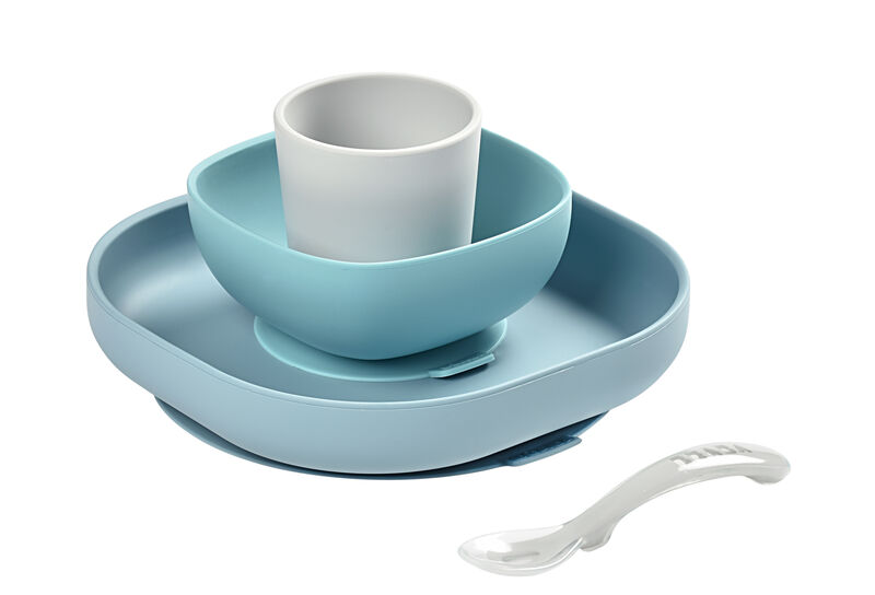 Набор детской посуды Beaba Slicone Meal Set (2 тарелки, стакан, ложка)