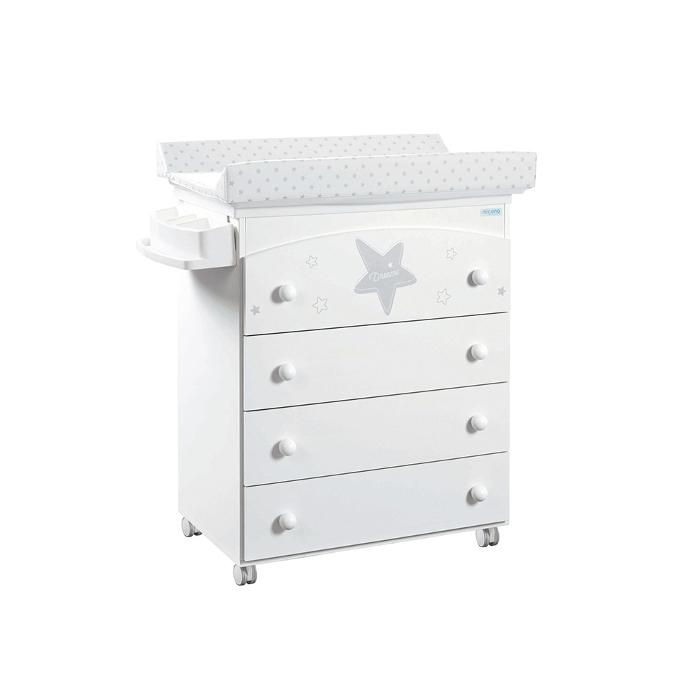 Комплект Micuna Estela №1: кровать 120х60, комод B-970 white/grey
