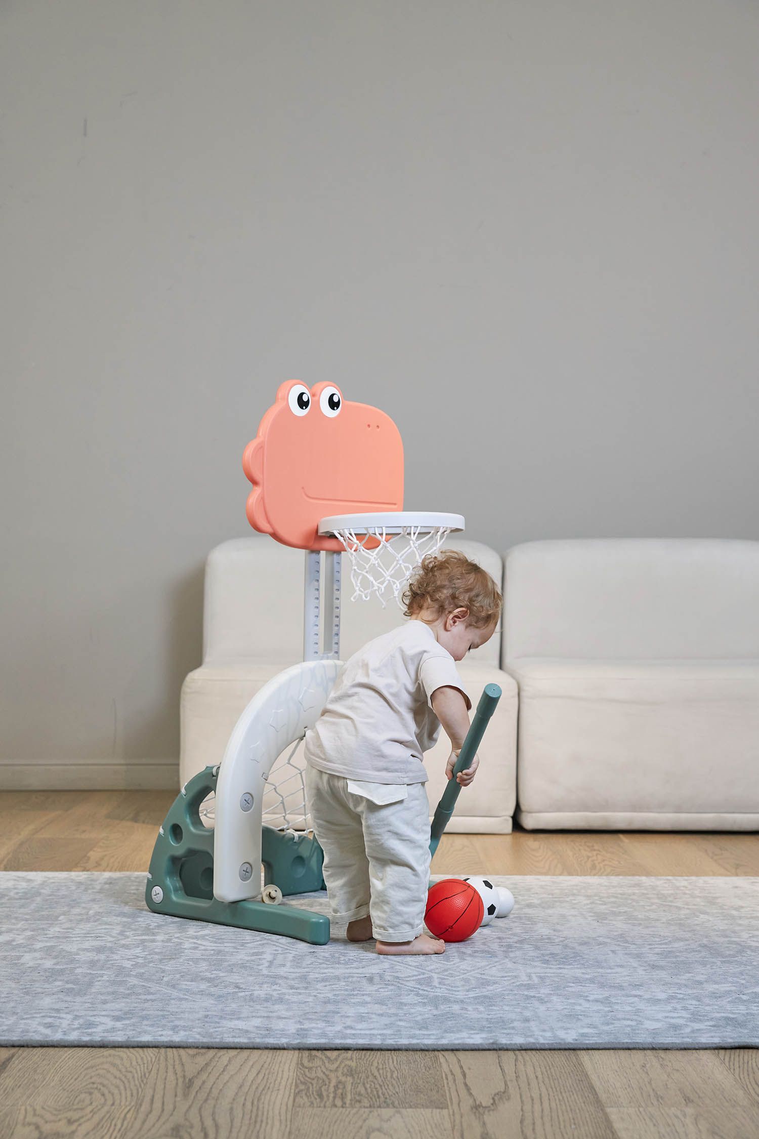Стойка баскетбольная и хоккейные ворота UNIX Kids Dino (2 in 1) PPBSDINO