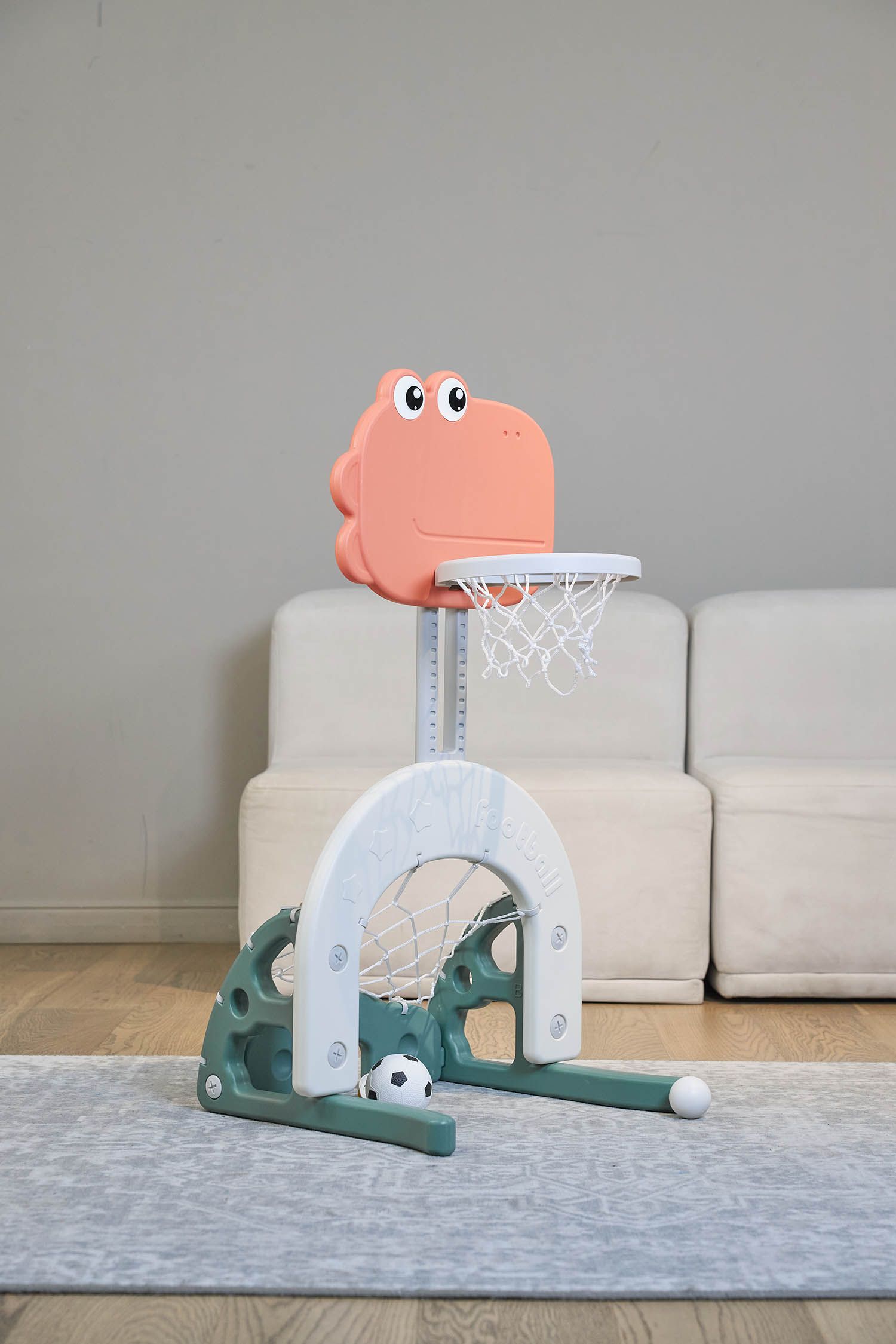 Стойка баскетбольная и хоккейные ворота UNIX Kids Dino (2 in 1) PPBSDINO