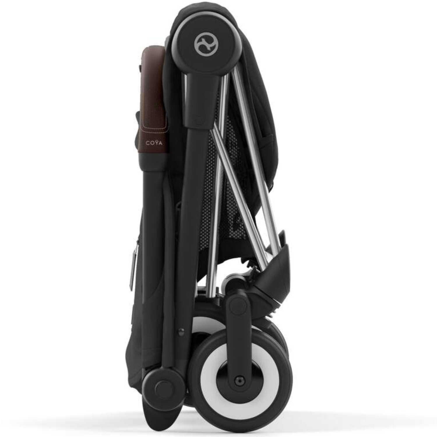 Коляска прогулочная Cybex Coya шасси Chrome Brown с дождевиком и бампером