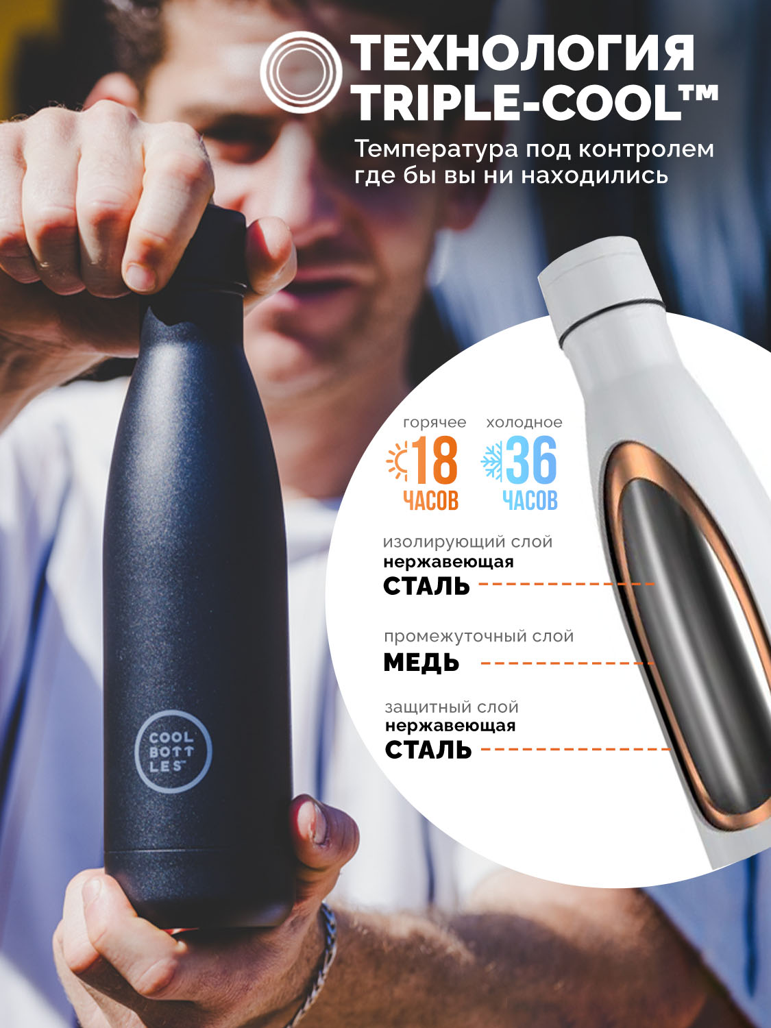 Термос–термобутылка Cool Bottles 500мл