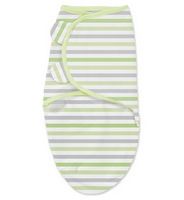 Конверт Summer Infant (Саммер инфант) для пеленания на липучке SwaddleMe (р-р S/M) серо-зеленые полоски 76980
