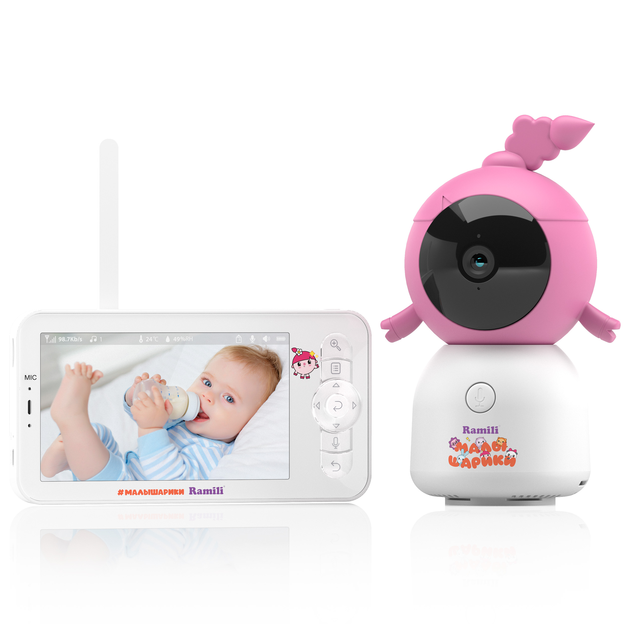 Видеоняня Ramili Baby Нюша, Малышарики, с креплением RV100NUSHA